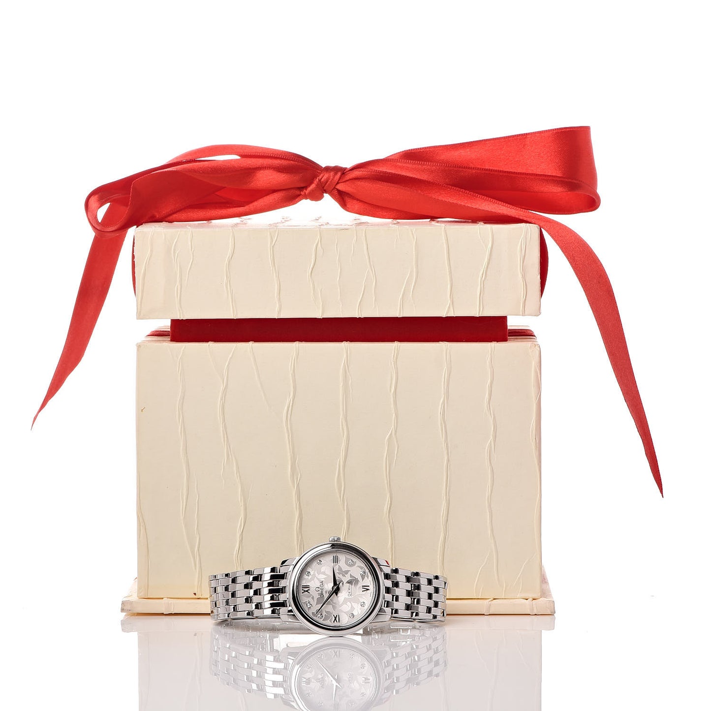 Stainless Steel Diamond 27mm De Ville Prestige Butterfly Quartz Watch 424.10.27.60.52.001