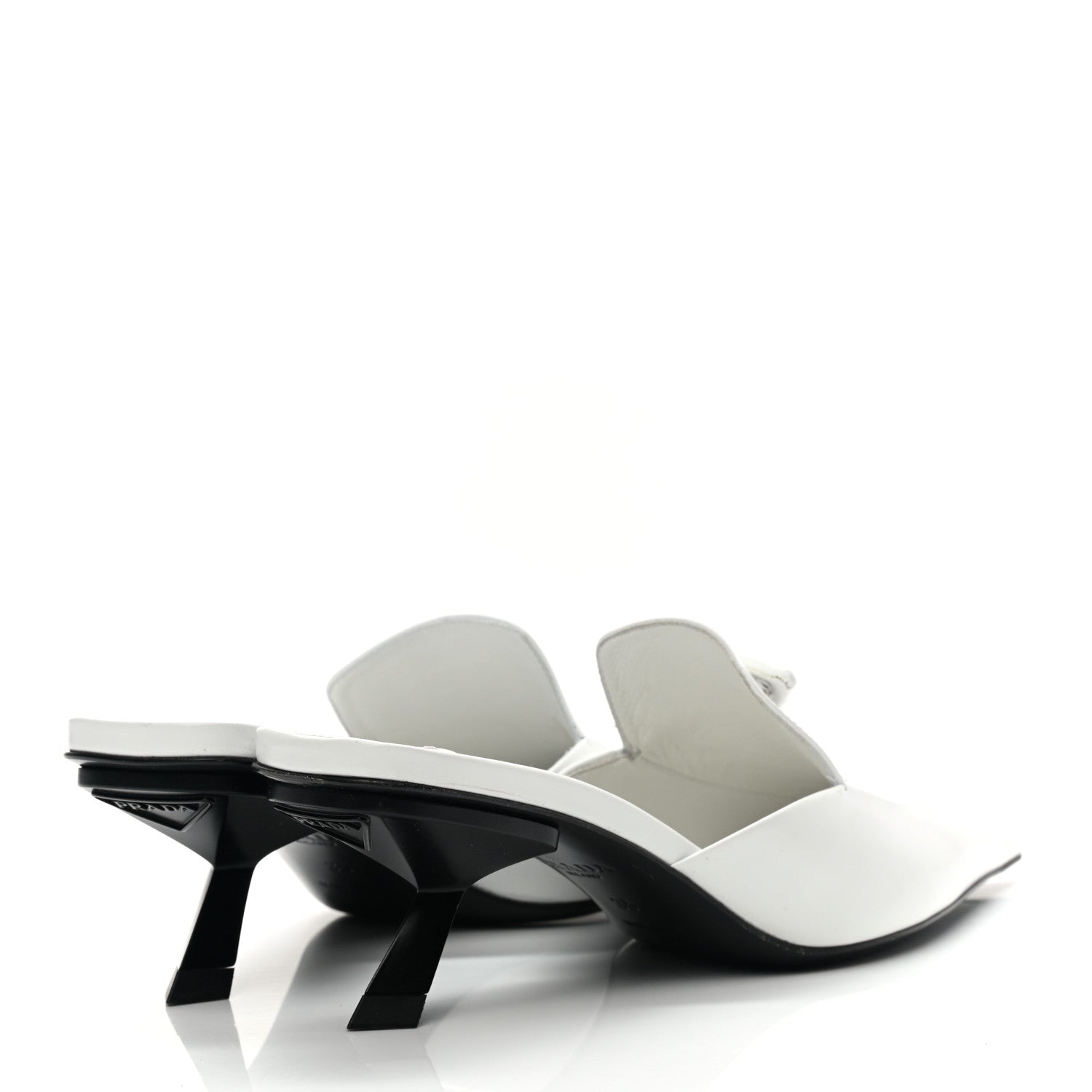 Prada Spazzolato Triangle Logo Pointed Toe 55mm Mules 35 White 4 of 12