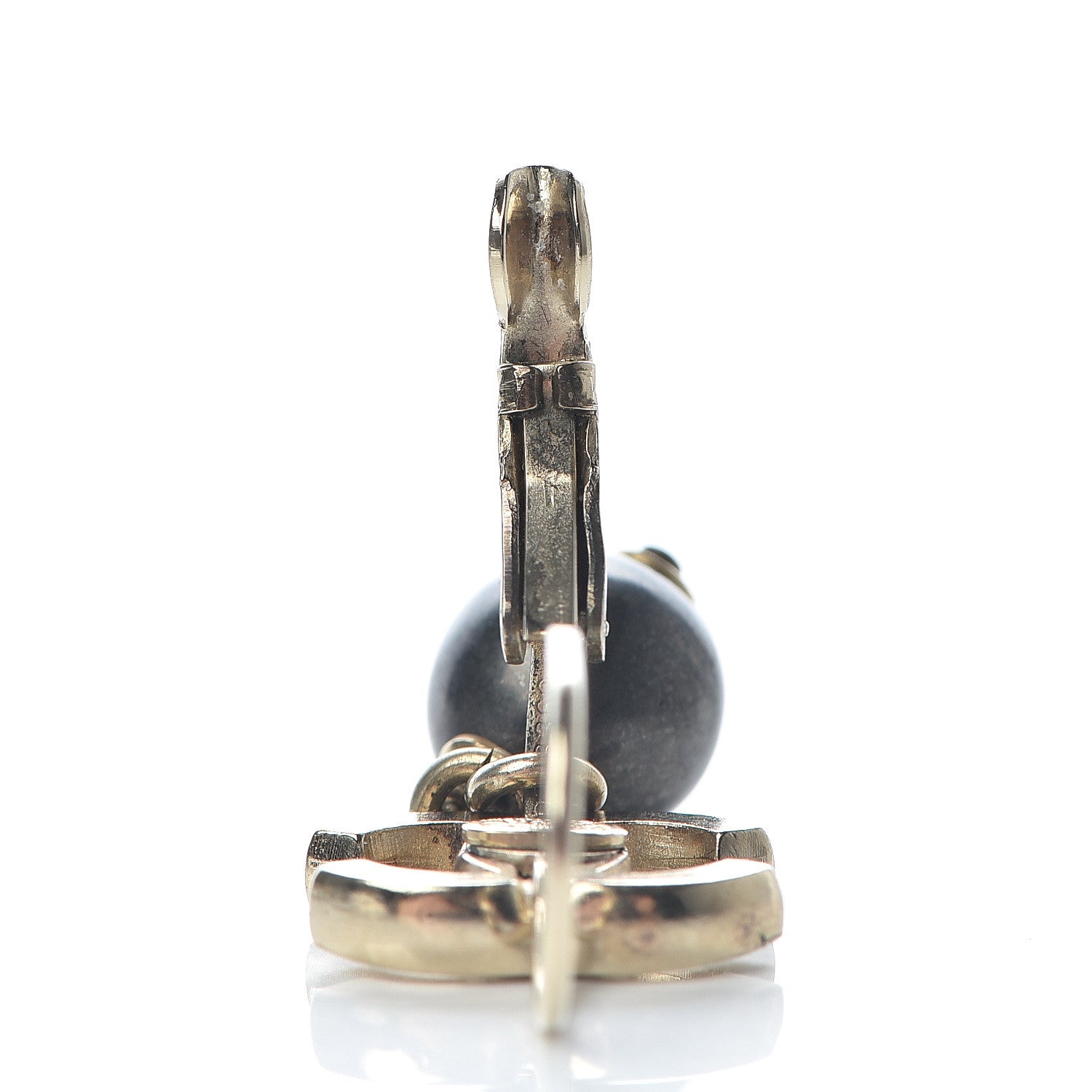 Chanel Bead CC Dangle Earrings Gold 5 of 5