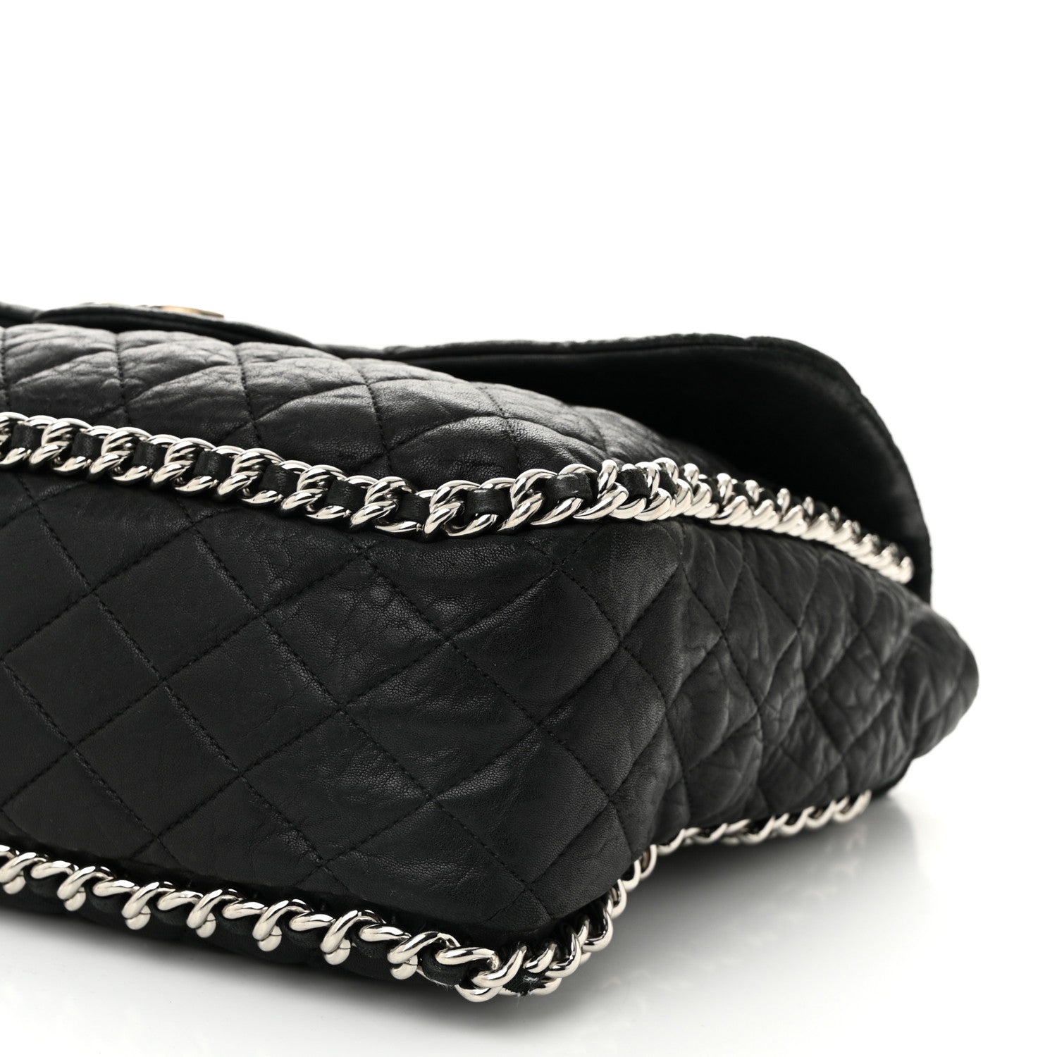 Chanel Washed Lambskin Quilted Maxi Chain Around Flap Black 10 of 11