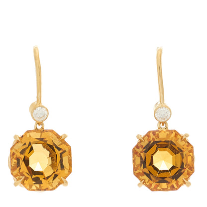 Tiffany 18K Yellow Gold Diamond Citrine Sparklers Drop Earrings 2 of 8