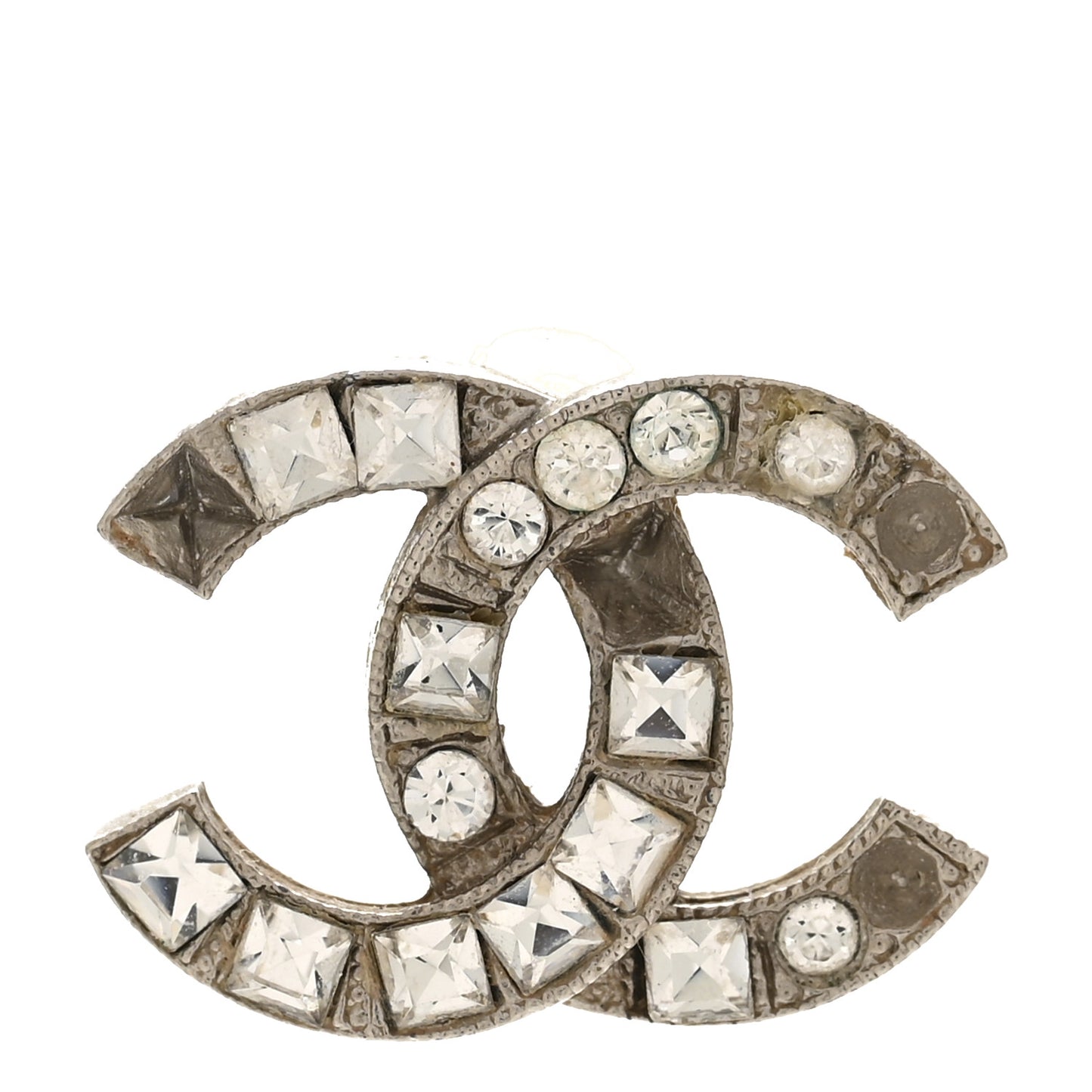 Baguette Crystal CC Earrings Silver