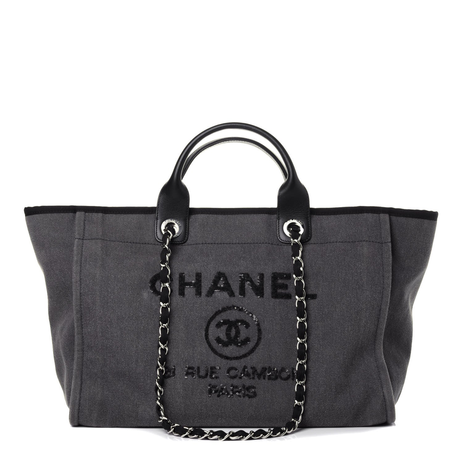 Chanel Canvas Sequin Medium Deauville Tote Charcoal 1 of 10