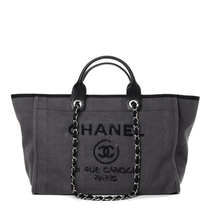 Chanel Canvas Sequin Medium Deauville Tote Charcoal 1 of 10