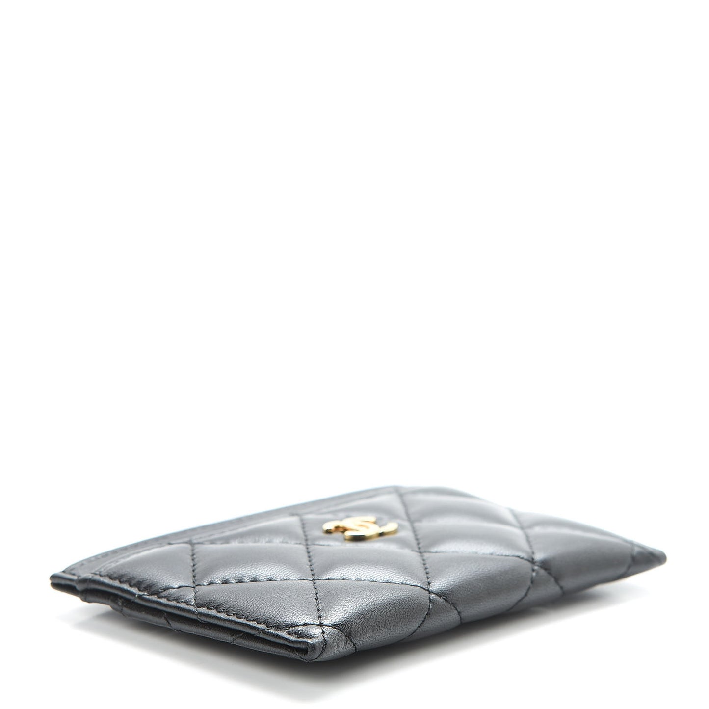 Lambskin Quilted Card Holder Black