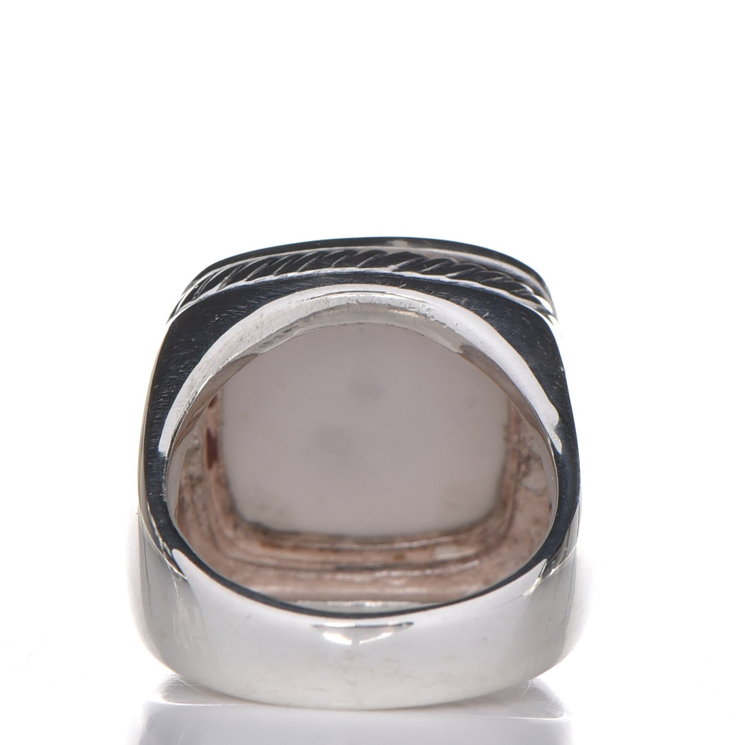 David Yurman Sterling Silver Diamond White Agate 14mm Albion Statement Ring 55 7.25 4 of 6