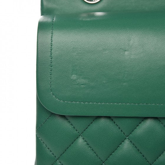 Lambskin Quilted Medium Double Flap Green
