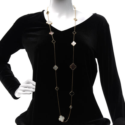Van Cleef & Arpels 18K Yellow Gold Onyx Mother of Pearl 16 Motifs Magic Alhambra Necklace 2 of 6