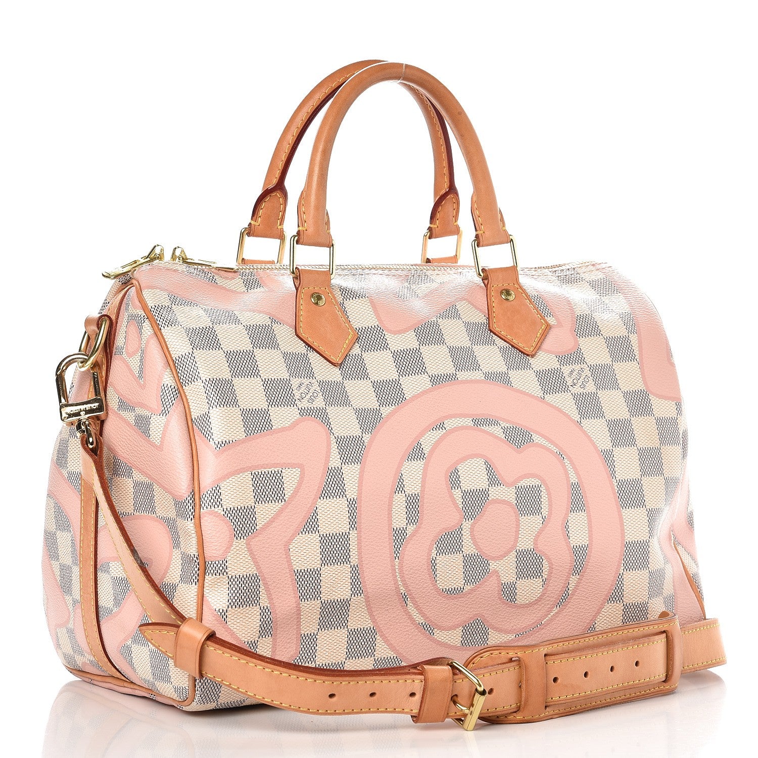 Louis Vuitton Damier Azur Tahitienne Speedy Bandouliere 30 Rose Ballerine 3 of 19