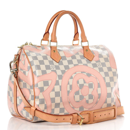 Louis Vuitton Damier Azur Tahitienne Speedy Bandouliere 30 Rose Ballerine 3 of 19