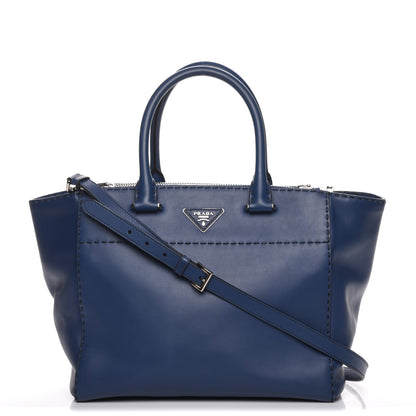 Prada City Calf Small Hand Stitched Galleria Double Zip Tote Bleuette 1 of 15