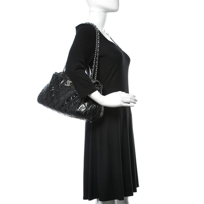 Chanel Glazed Calfskin Quilted Tweed Small Portobello Tote Black 2 of 10