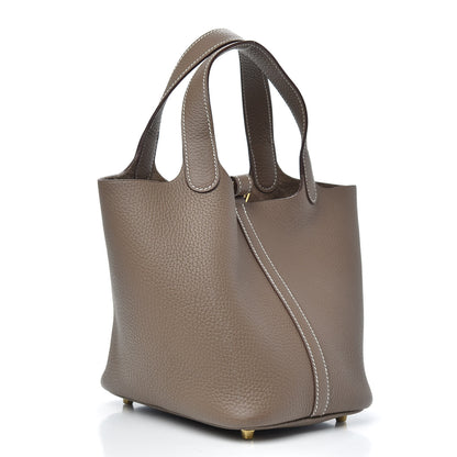 Hermes Taurillon Clemence Picotin Lock 18 PM Etoupe 3 of 9