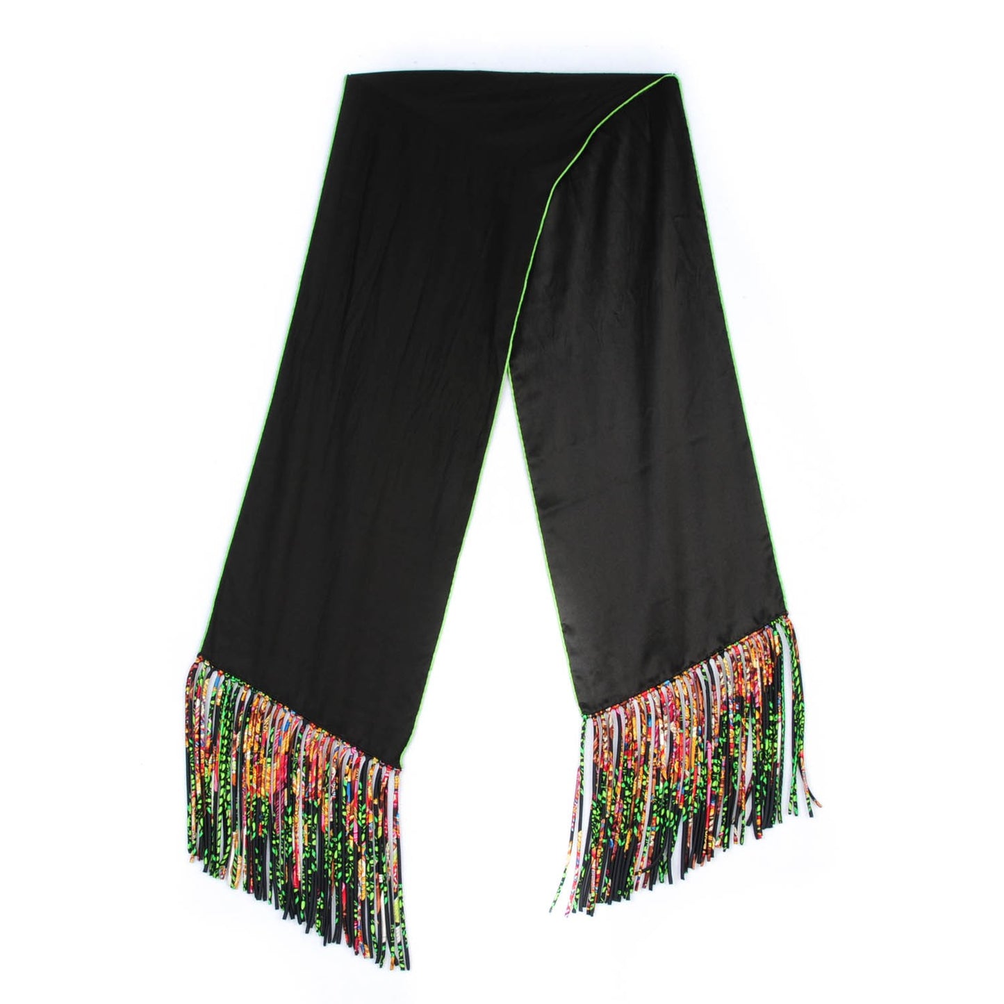 Silk La Danse du Cheval Marwari Fringe Stole Noir Brule Vert