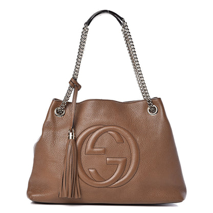 Gucci Pebbled Calfskin Medium Soho Chain Shoulder Bag Maple Brown 1 of 10