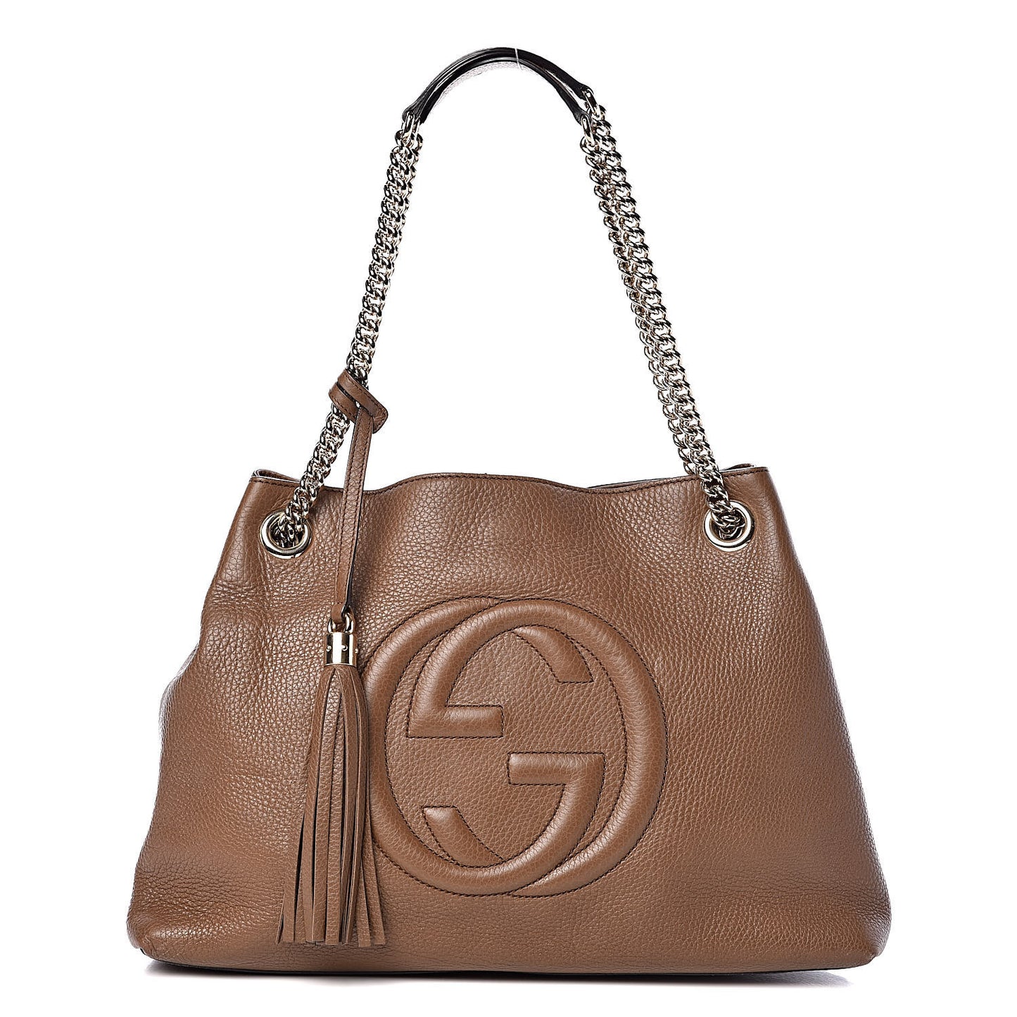Pebbled Calfskin Medium Soho Chain Shoulder Bag Maple Brown