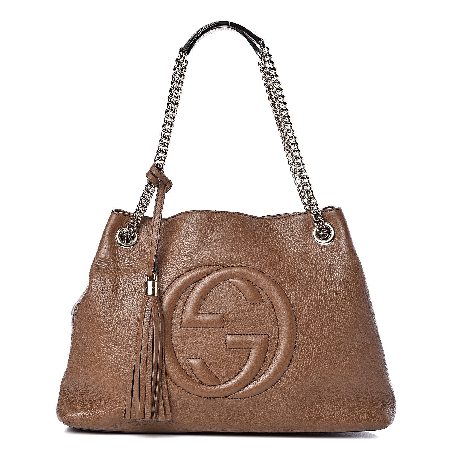 Gucci Pebbled Calfskin Medium Soho Chain Shoulder Bag Maple Brown 1 of 10