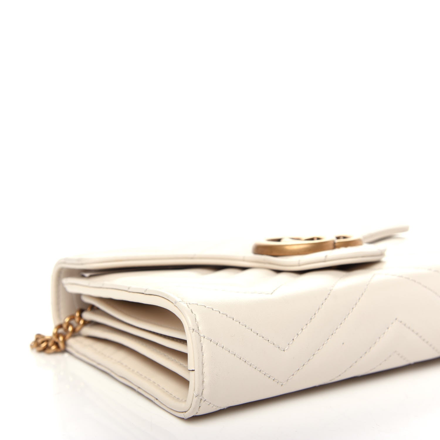 Gucci Calfskin Matelasse GG Marmont Chain Wallet Mystic White 8 of 10