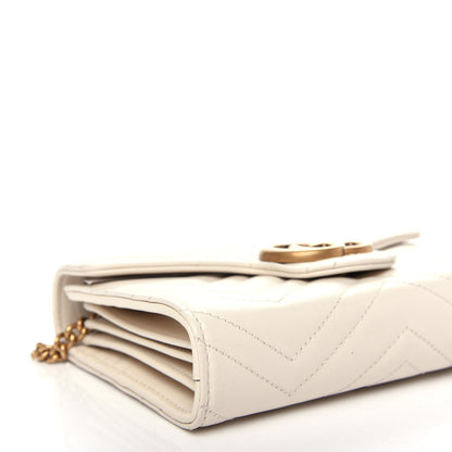 Gucci Calfskin Matelasse GG Marmont Chain Wallet Mystic White 8 of 10