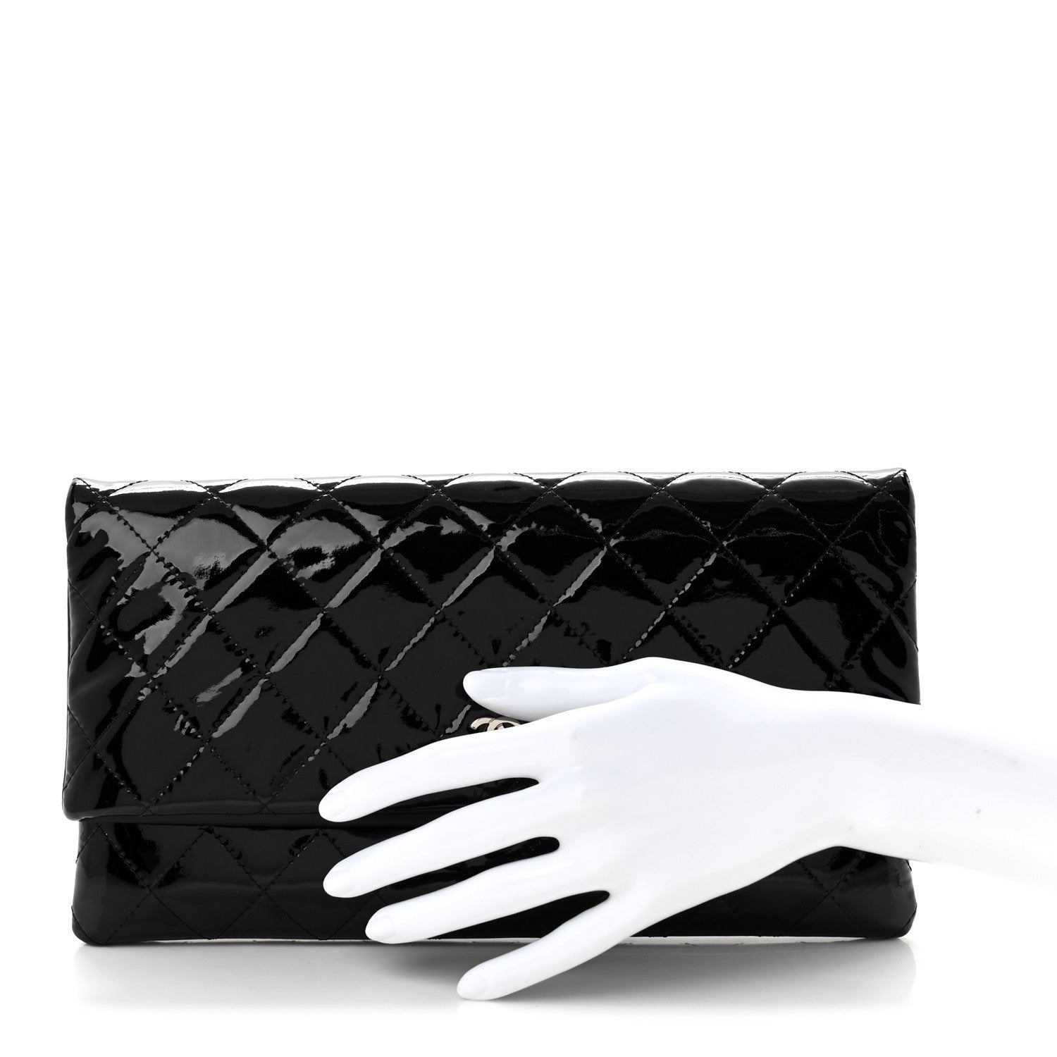 Chanel Patent Calfskin Quilted Beauty CC Clutch Black 2 of 8
