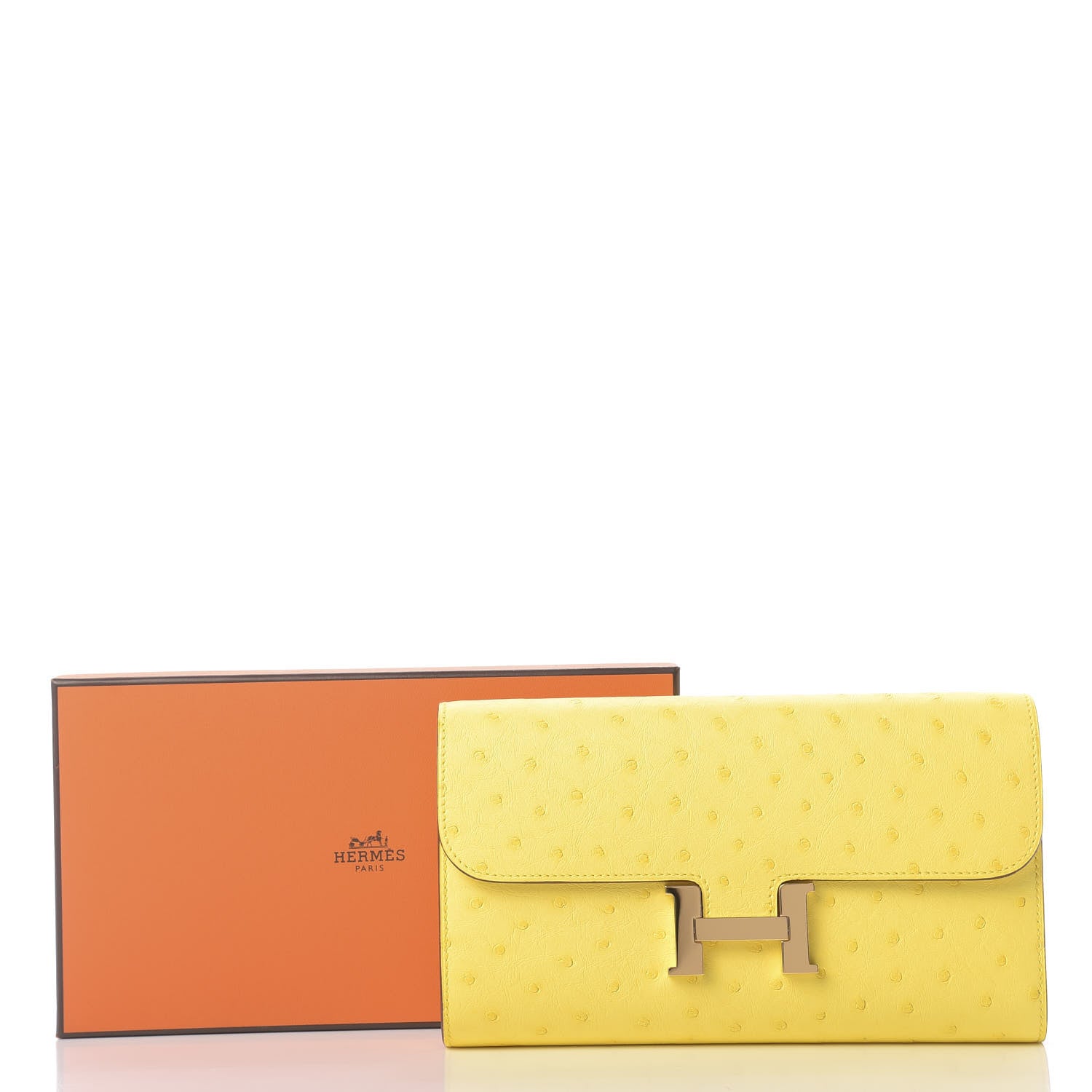 Hermes Ostrich Constance Long Wallet To Go Jaune Citron 12 of 12