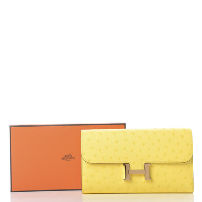 Hermes Ostrich Constance Long Wallet To Go Jaune Citron 12 of 12