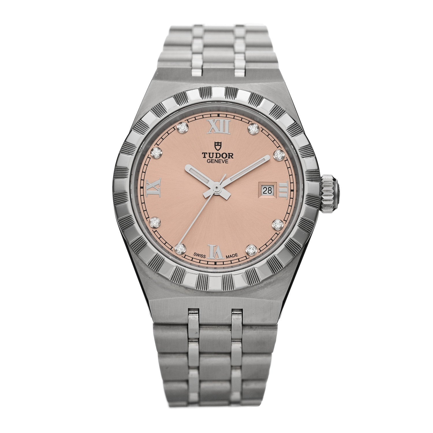TUDOR Stainless Steel Diamond 28mm Royal Automatic Watch Pink 28300 1 of 5