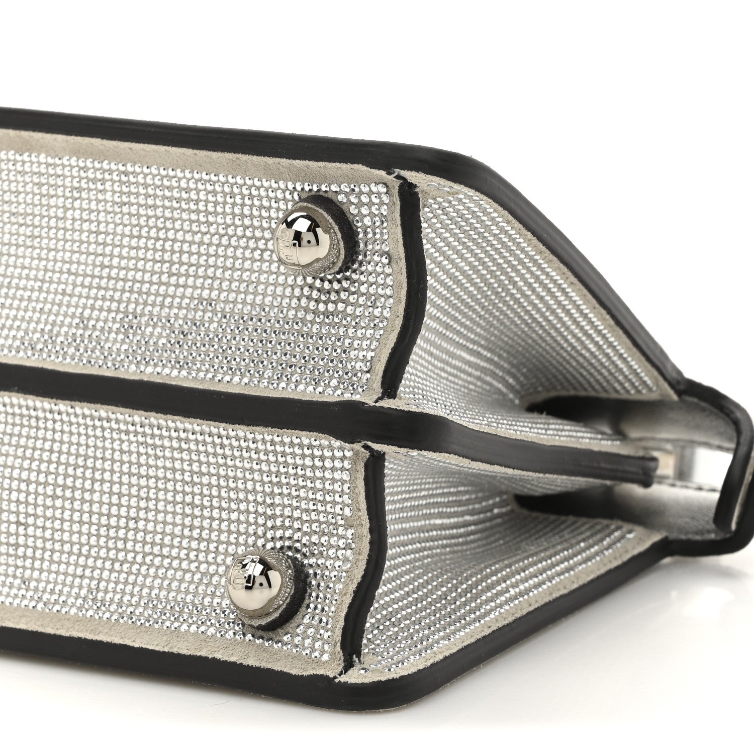 Fendi Crystal Vitello Laminato FF Petite Peekaboo I SEE U Satchel Crystal Argento 10 of 12