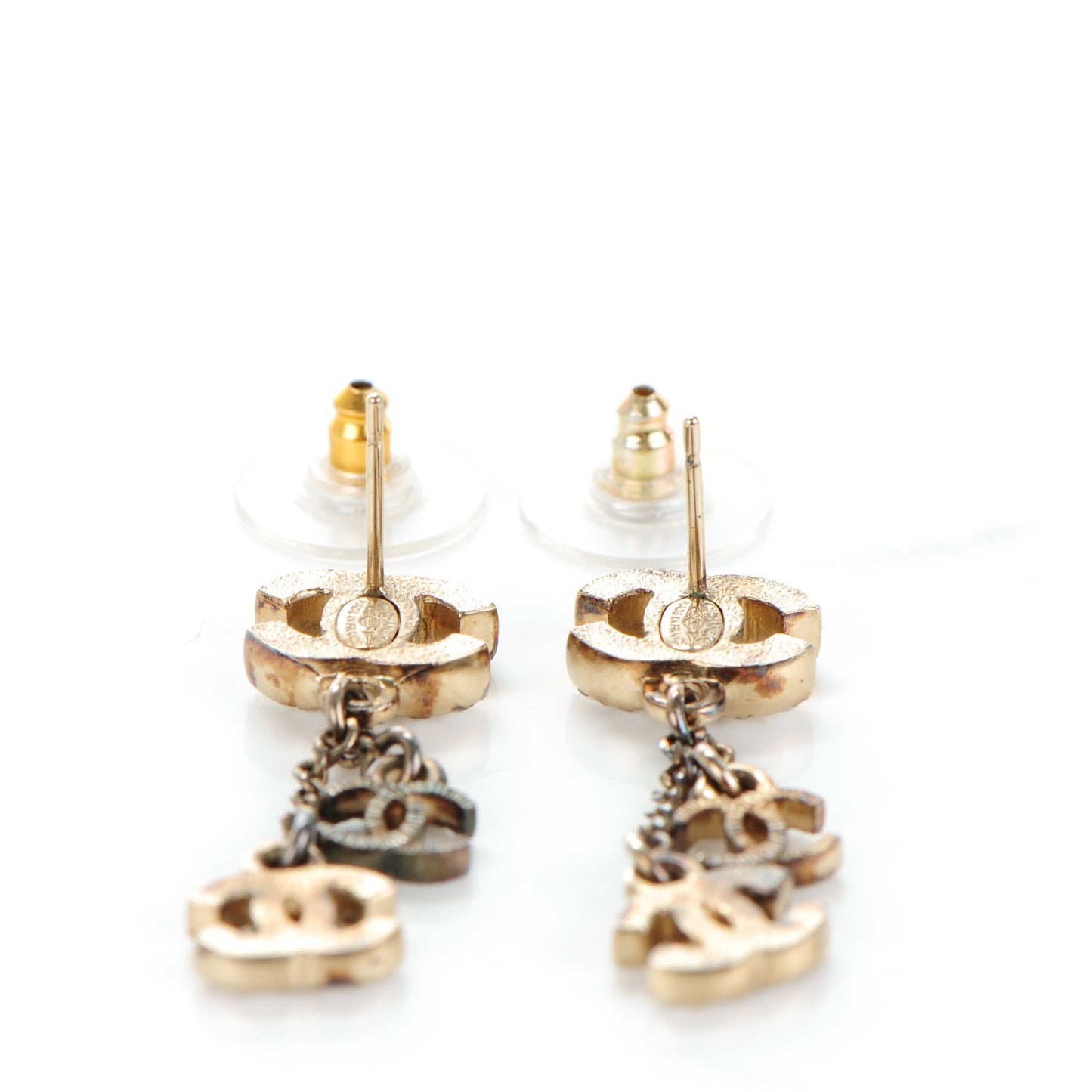 Crystal CC Dangle Earrings Gold