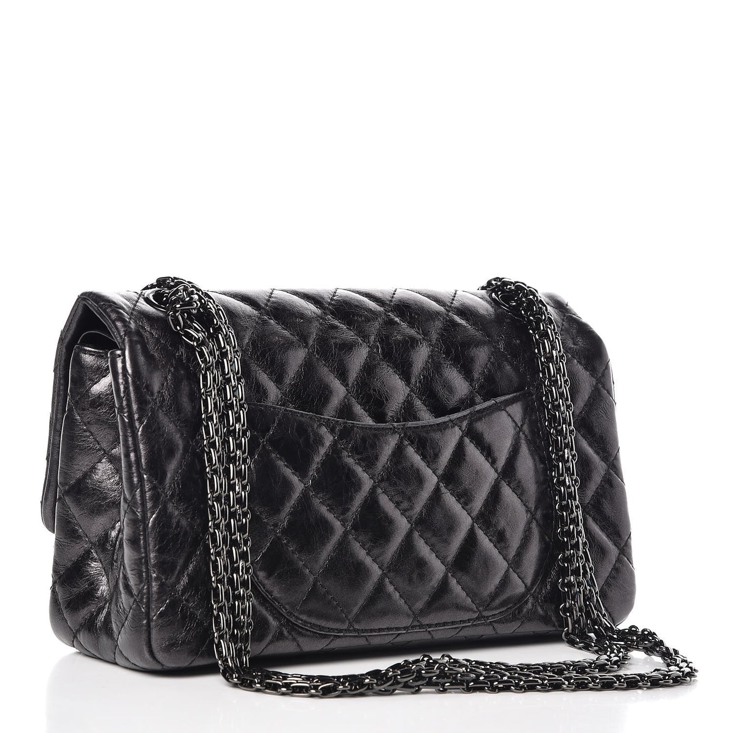Metallic Aged Calfskin Quilted 2.55 Reissue 225 Flap So Black