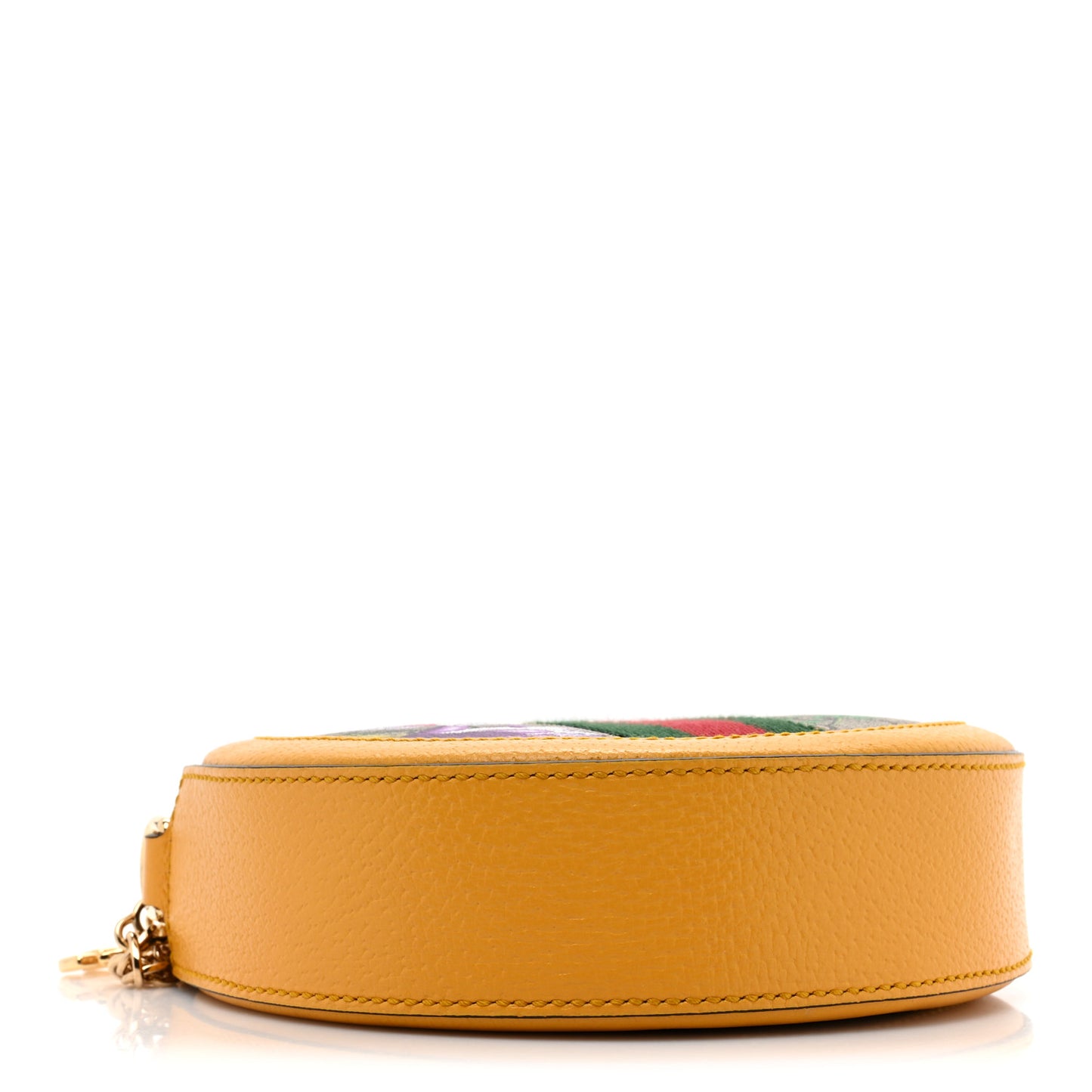 GG Supreme Monogram Flora Web Mini Ophidia Round Shoulder Bag Beige Multicolor Crop