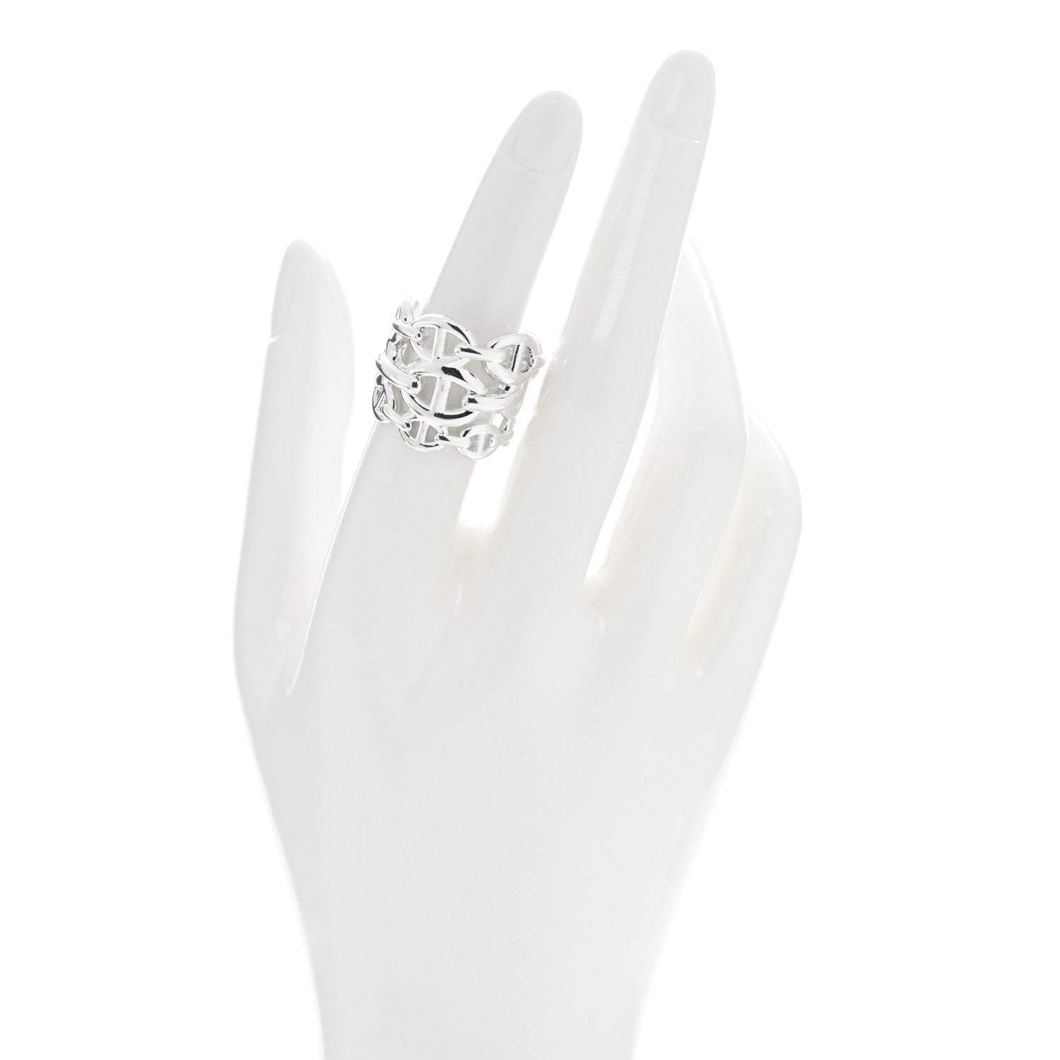 Hermes Sterling Silver GM Chaine d'Ancre Enchainee Band Ring 52 6 2 of 5