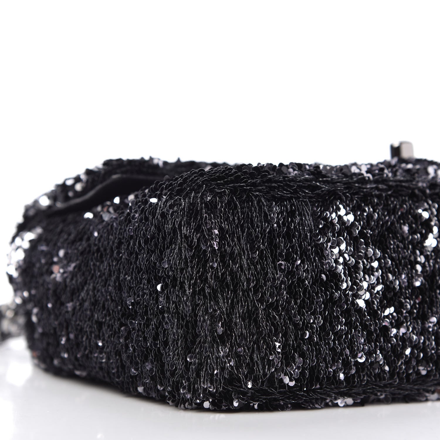 Chanel Sequin Single Flap Silver Black Silver 6 of 10