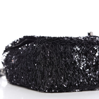 Chanel Sequin Single Flap Silver Black Silver 6 of 10