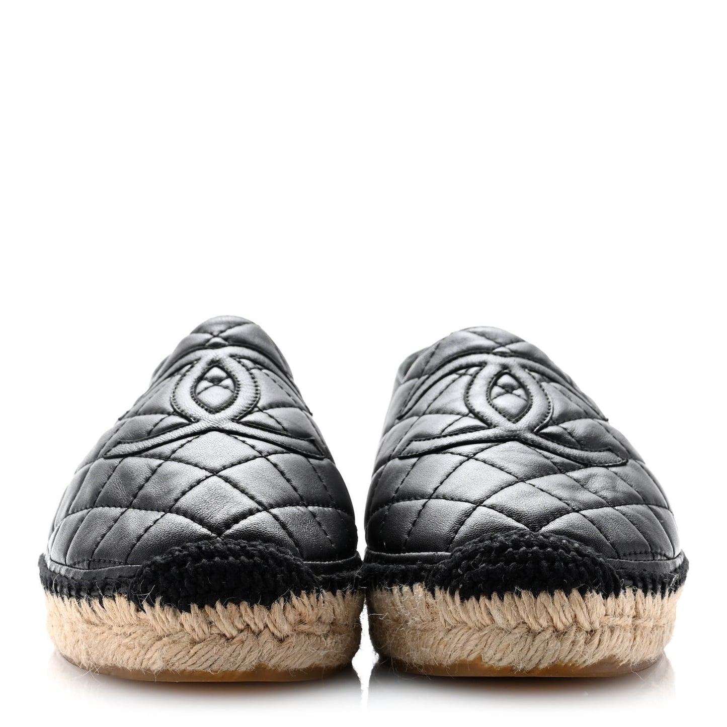 Lambskin Quilted CC Espadrilles 38 Black