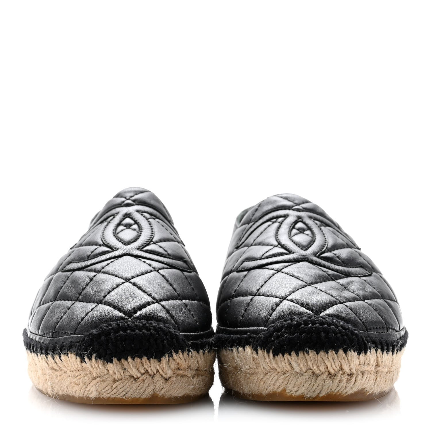 Chanel Lambskin Quilted CC Espadrilles 38 Black 2 of 10