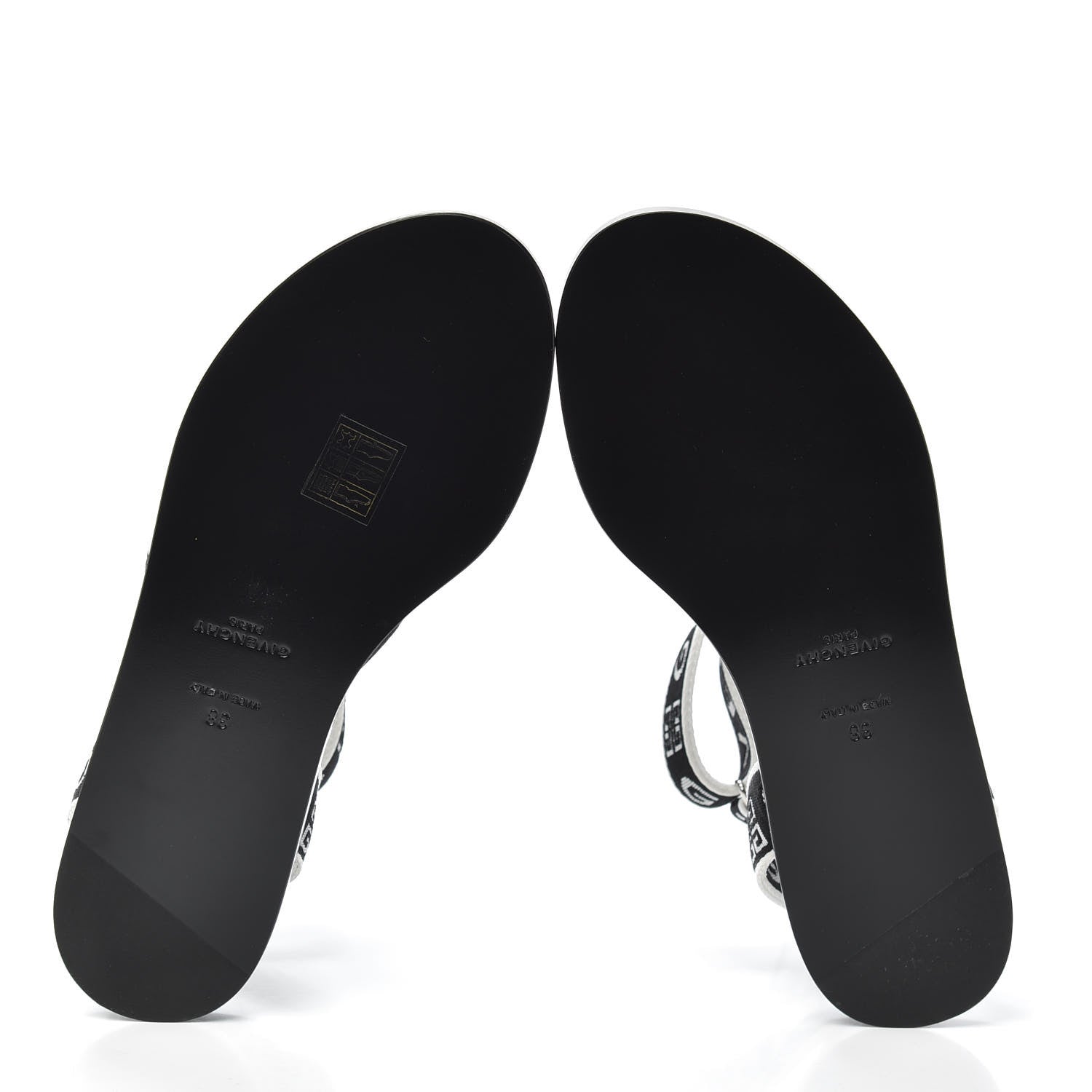Givenchy Grosgrain Cross Logo Ankle Strap Sandals 38 Black White 6 of 6