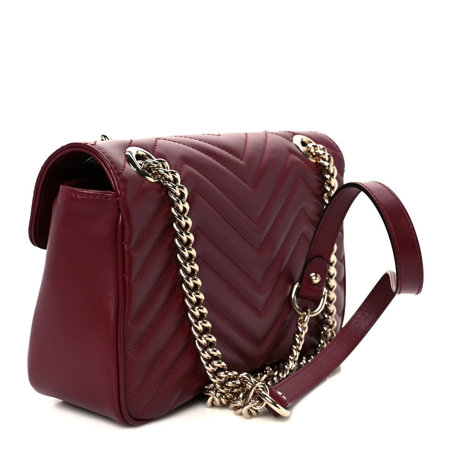 Calfskin Matelasse Small GG Marmont Shoulder Bag Rosso Ancora