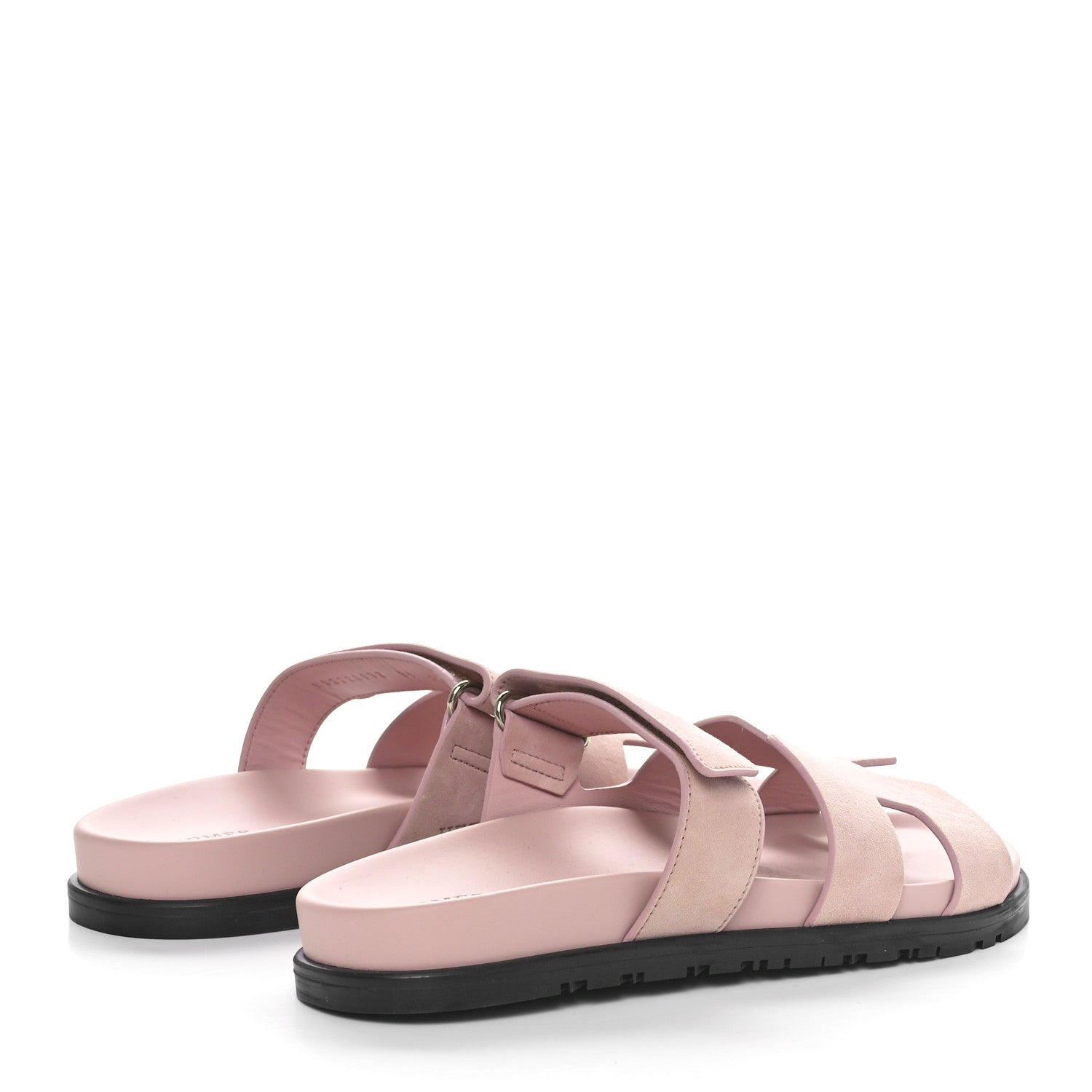 Hermes Suede Goatskin Womens Chypre Sandals Rose Porcelaine 4 of 8