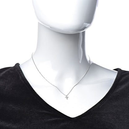 Tiffany 18K White Gold Diamond Mini Cross Pendant Necklace 2 of 7