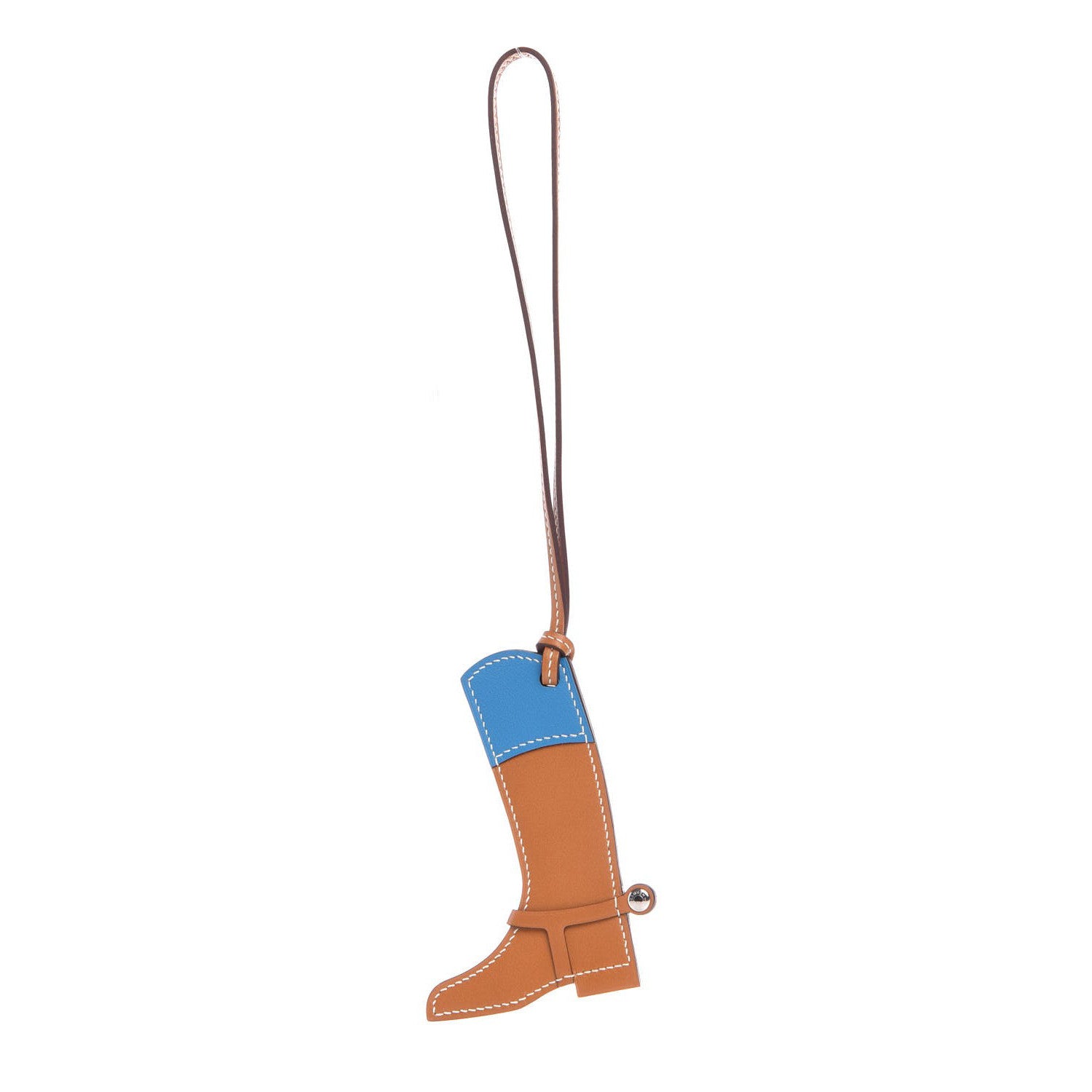 Hermes Butler Swift Paddock Botte Boot Bag Charm Natural Bleu Zanzibar 1 of 3