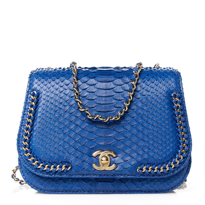 Chanel Snakeskin Small Braided Chic Flap Blue 1 of 11