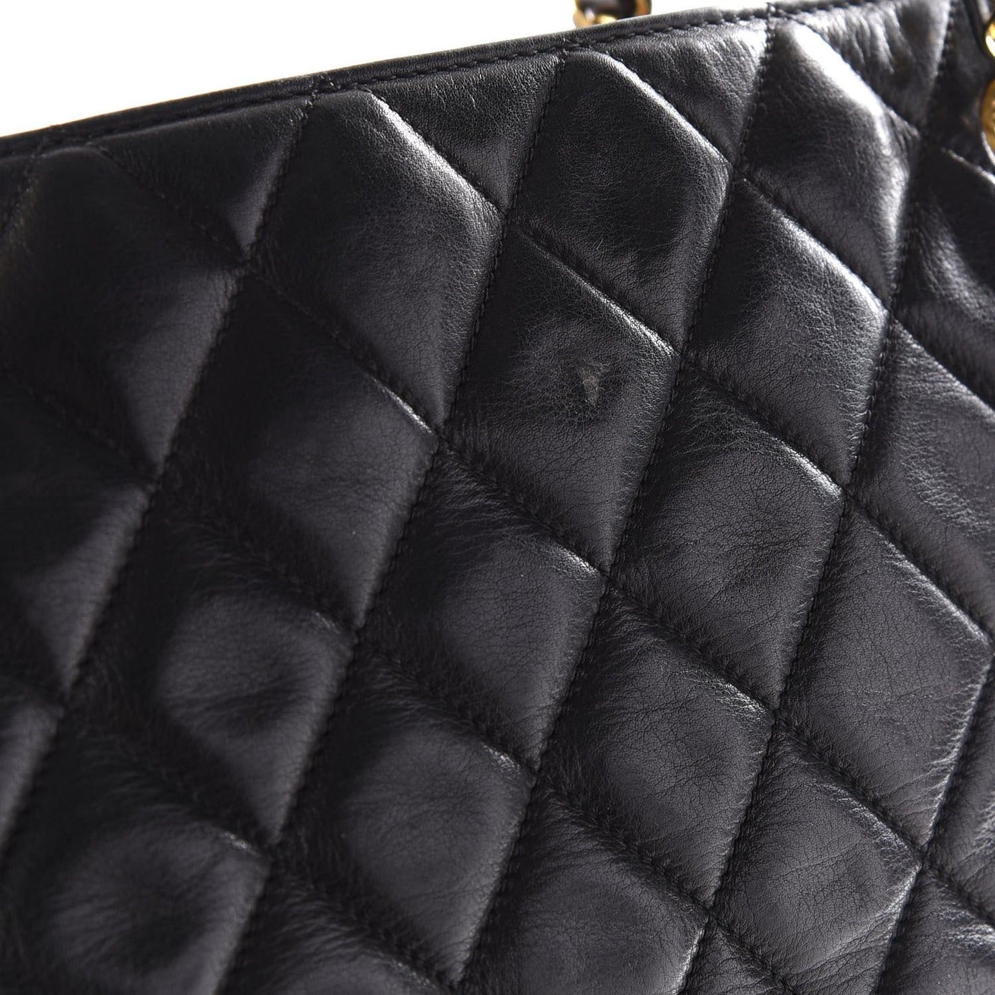 Lambskin Quilted Shopping Tote Black
