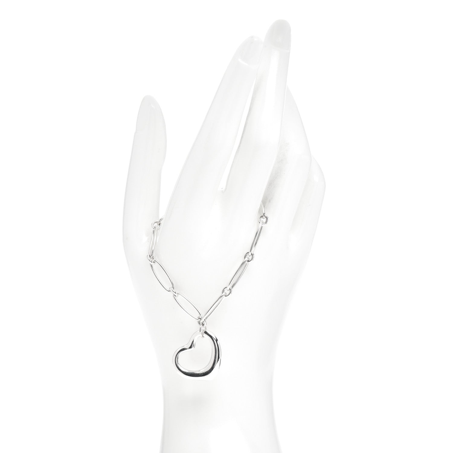 Tiffany Sterling Silver Elsa Peretti Open Heart Oval Link Charm Bracelet 2 of 4
