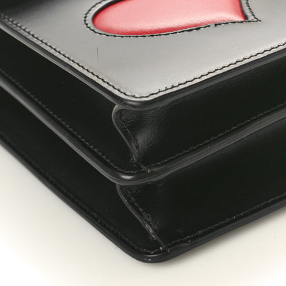 Gucci Knight Calfskin Malaga Kid Heart Medium GG Marmont Chain Handle Bag Black Hibiscus Red Multicolor 9 of 10