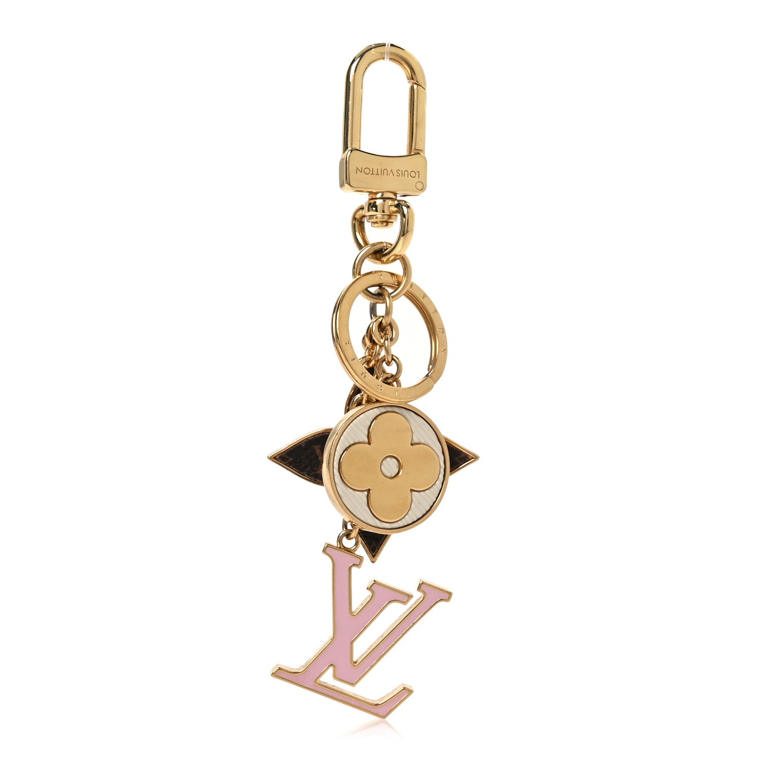 Louis Vuitton Metal Monogram Epi Spring Street Bag Charm Key Holder Gold 1 of 4