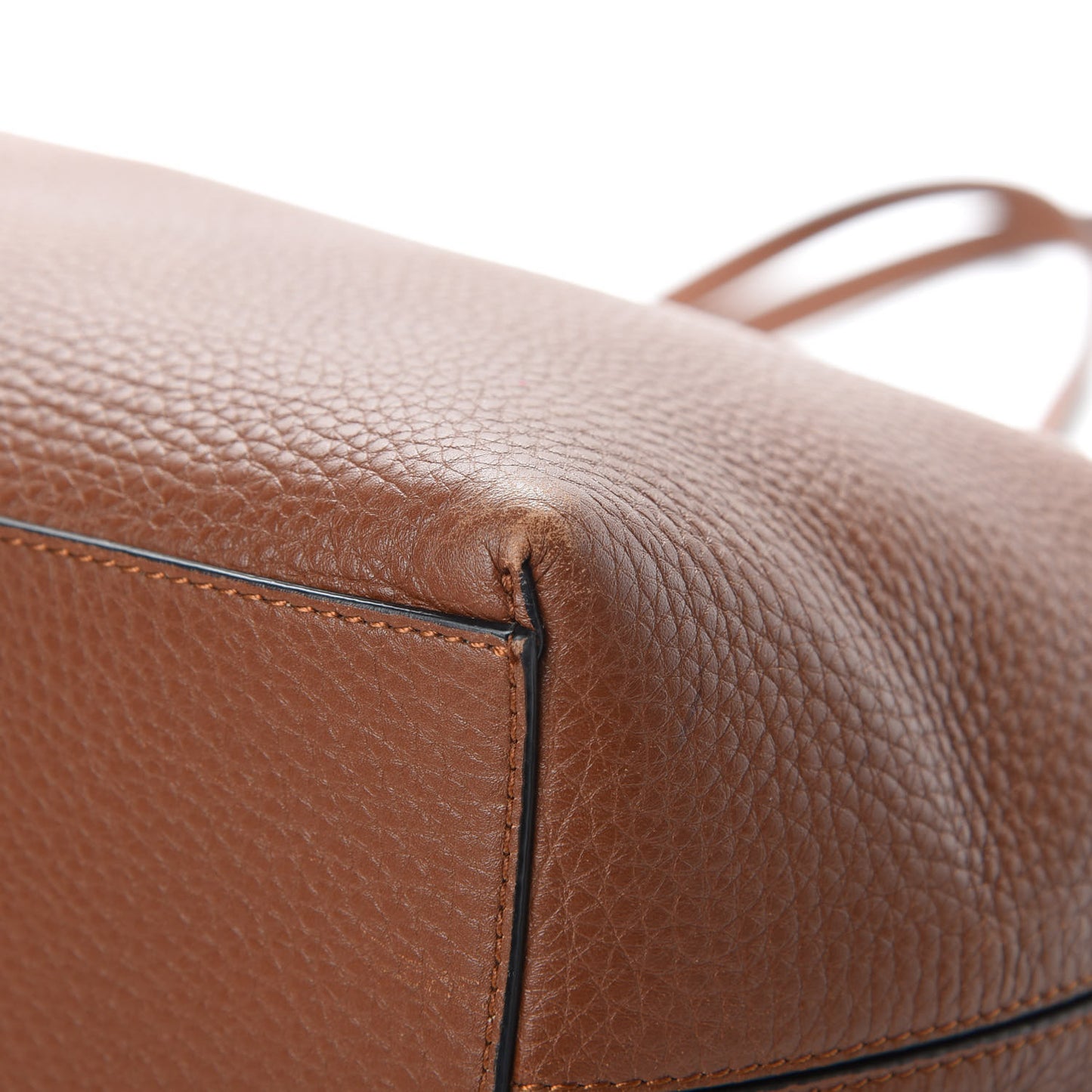 Grained Calfskin Rockstud Shoulder Tote Bright Cognac