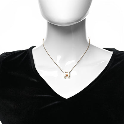 Hermes Lacquered Rose Gold Pop H Pendant Necklace White 3 of 5