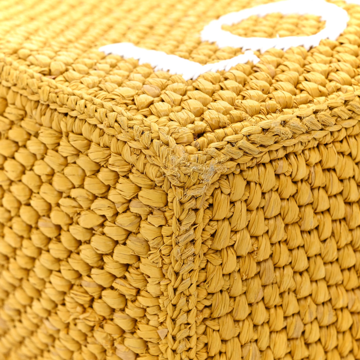 Raffia Small Paula's Ibiza Logo Tote Ochre
