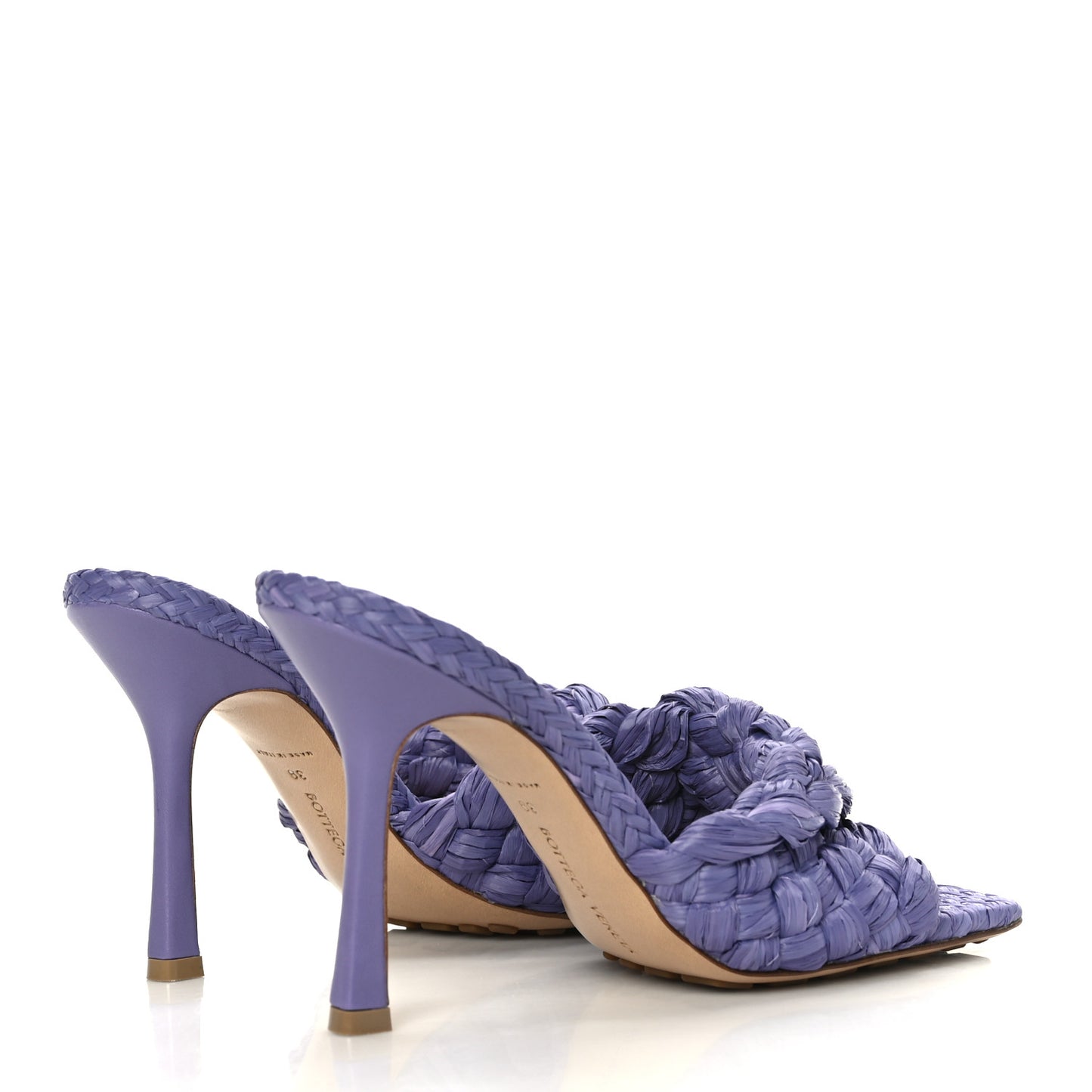 Raffia Twisted Intrecciato Stretch Mule Sandals 39 Lavender